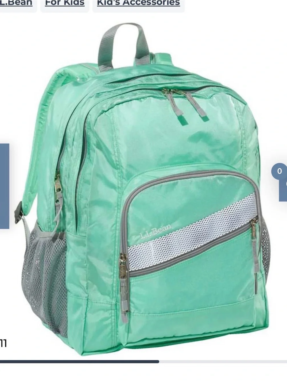 “Libby” LL Bean Mint Green Deluxe Backpack and Lunchbox— *With monogram